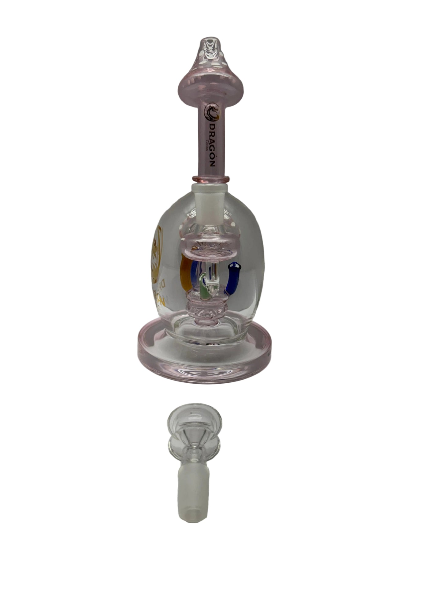 Dragon Glass Water Pipe Mushroom Globe Base Design With Mushroom Perc - 445 Grams - 9 Inches