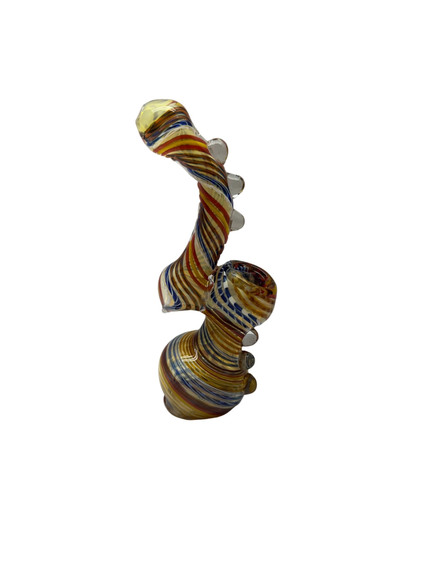 Glass Hand Pipe Color Lines & Swirls Marble Dots Medium Bubbler - 150 Grams - 6.5 Inches