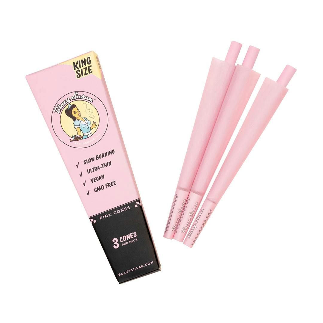 Blazy Susan King Size Pink Pre-Rolled Cones - Pack of 3