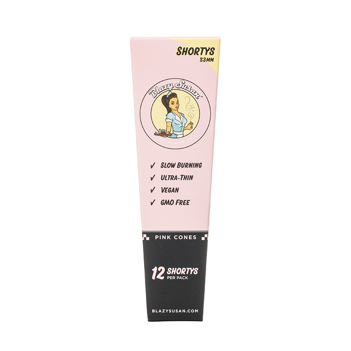 Blazy Susan Shortys Pink Pre-Rolled Cones - 53MM - Pack of 12