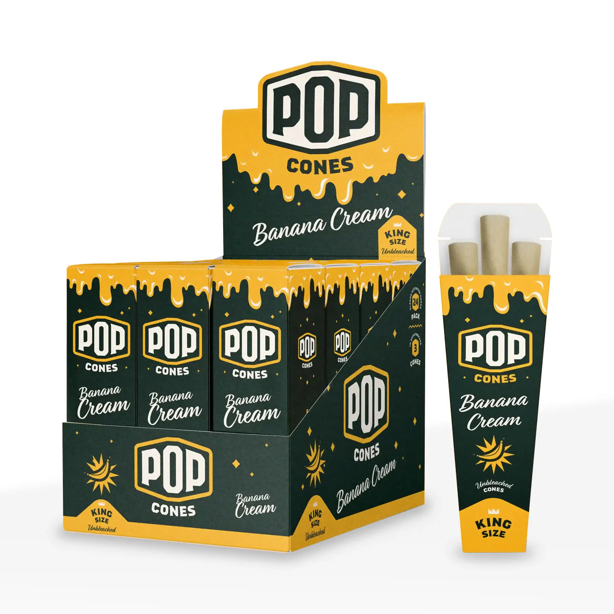 Pop Cones Unbleached King Size Cones - Pack of 3