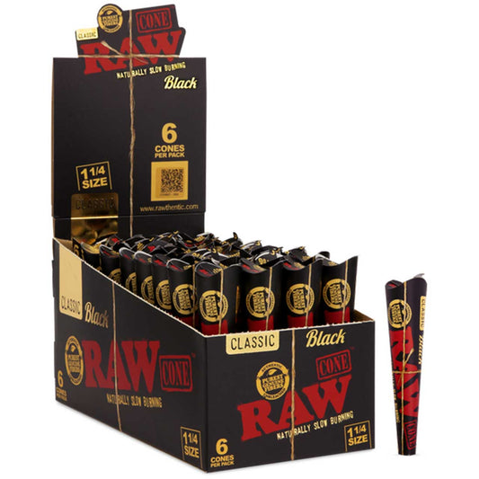 RAW Black 1 1/4 Cones - 6-Pack