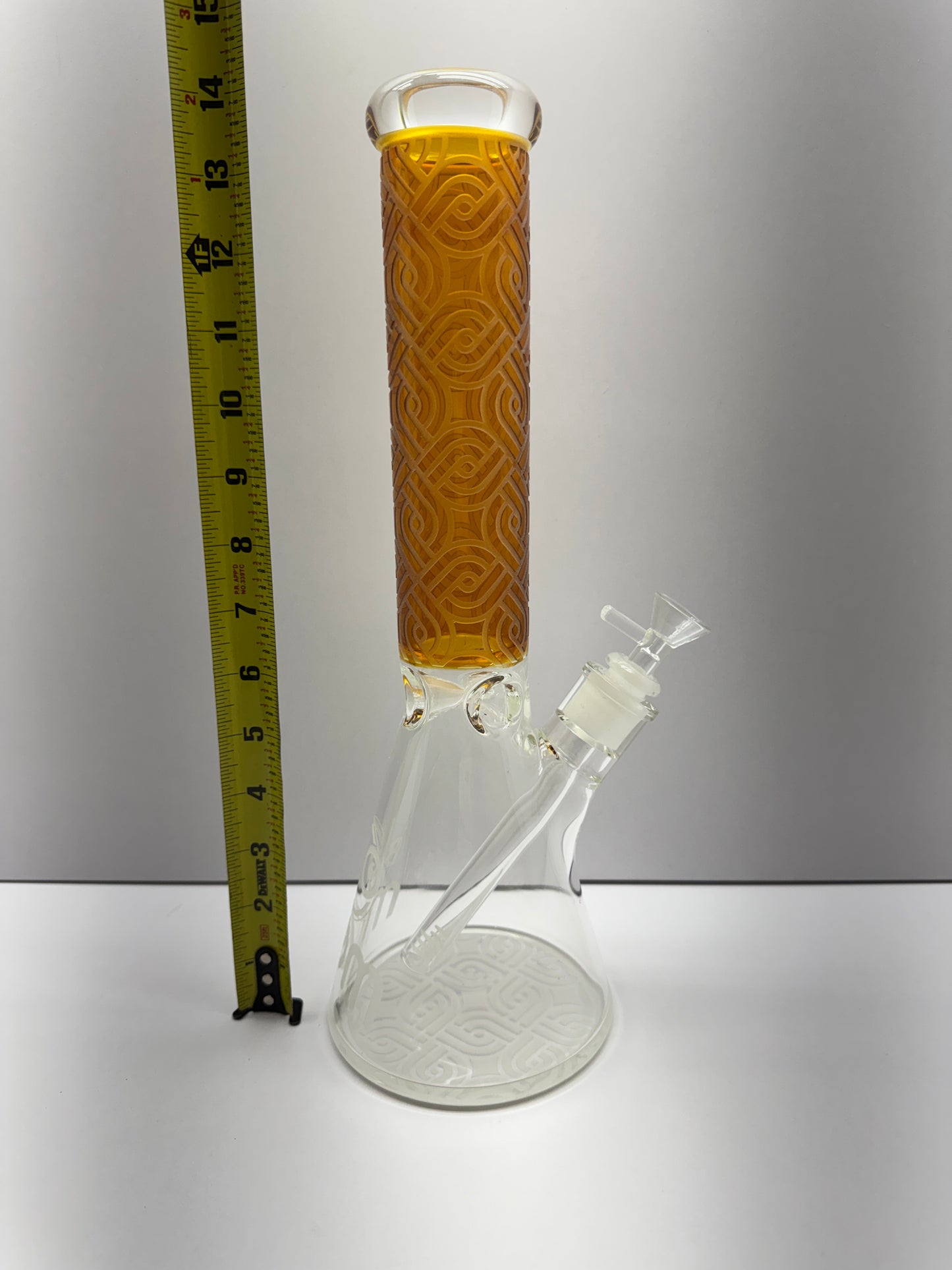 Big Mom Glass Water Pipe Frosted Zebra Design With Ice Catcher - Diffused Downstem - 971 Grams - 13 Inches