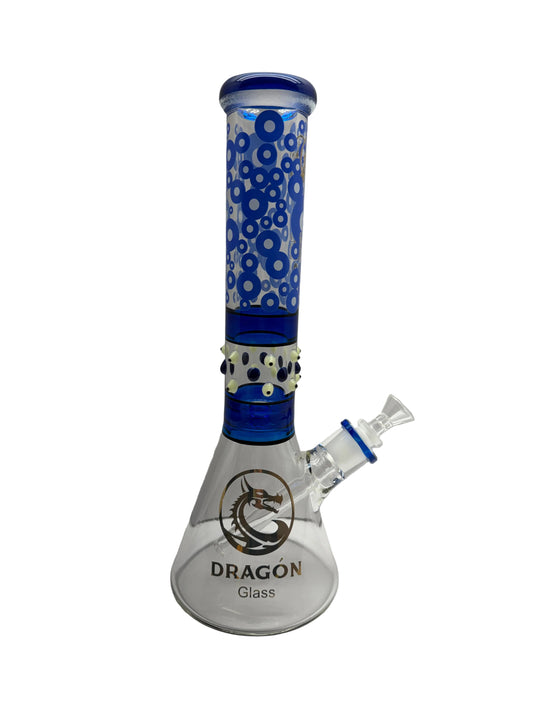 Dragon Glass Water Pipe Bubbles Beaker Base Design With Diffused Downstem - 996 Grams - 13.5 Inches