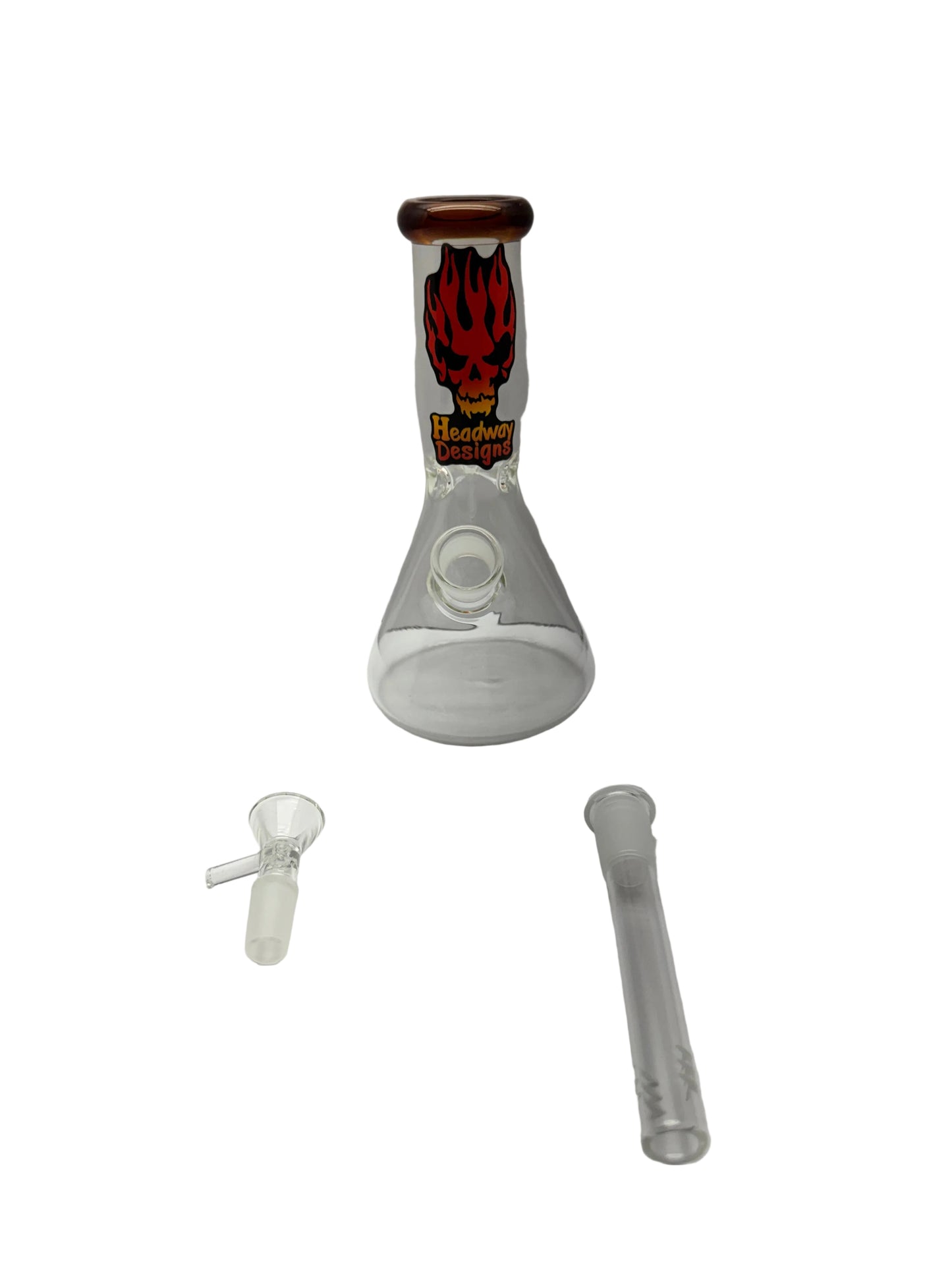 Glass Clear Beaker Base Water Pipe With Ice Catcher & Downstem - 268 Grams - 8 Inches