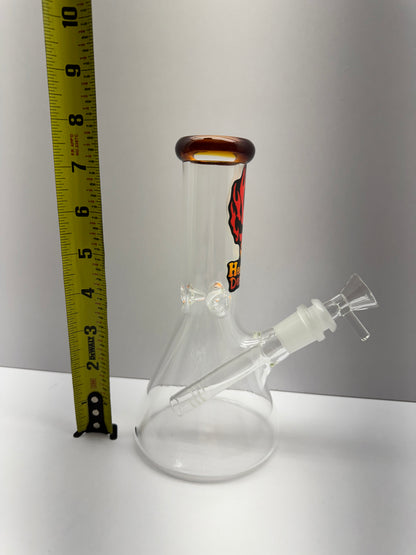 Glass Clear Beaker Base Water Pipe With Ice Catcher & Downstem - 268 Grams - 8 Inches