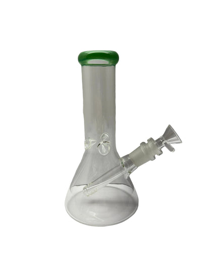 Glass Clear Beaker Base Water Pipe With Ice Catcher & Downstem - 268 Grams - 8 Inches
