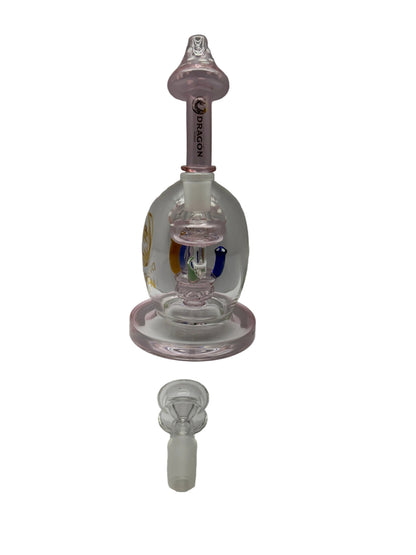 Dragon Glass Water Pipe Mushroom Globe Base Design With Mushroom Perc - 445 Grams - 9 Inches
