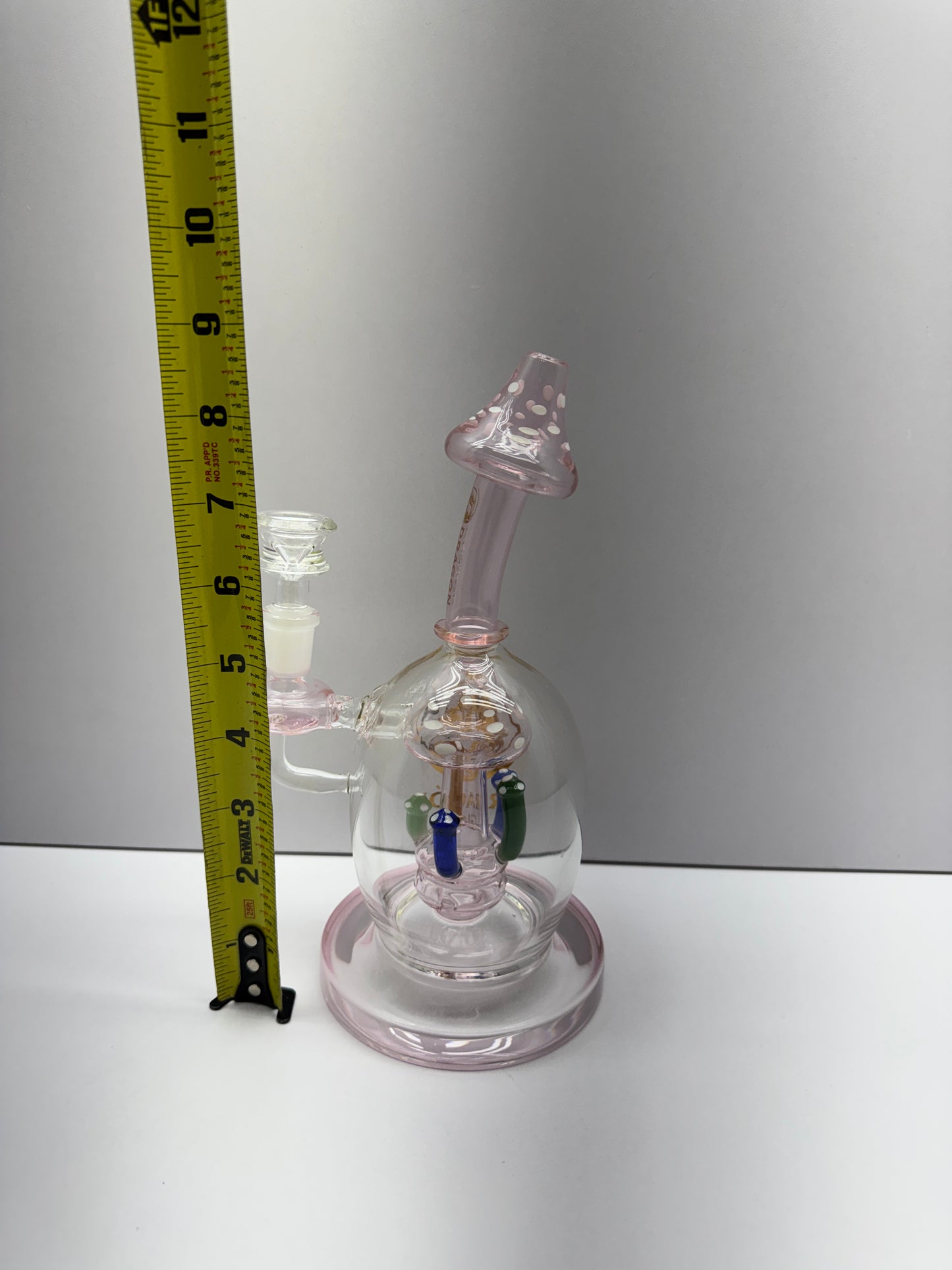 Dragon Glass Water Pipe Mushroom Globe Base Design With Mushroom Perc - 445 Grams - 9 Inches