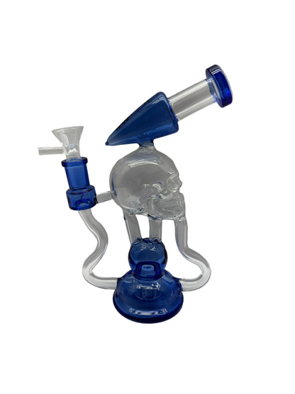 Shadow Glass Hand Pipe Recycler Skull Shape With Showerhead Perc