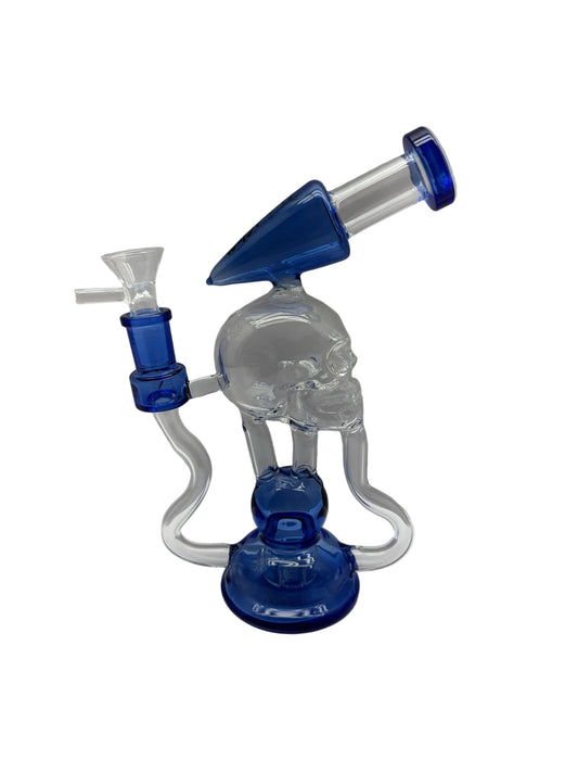 Shadow Glass Hand Pipe Recycler Skull Shape With Showerhead Perc