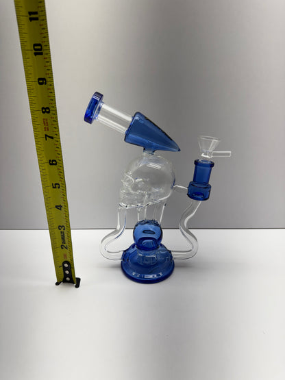 Shadow Glass Hand Pipe Recycler Skull Shape With Showerhead Perc