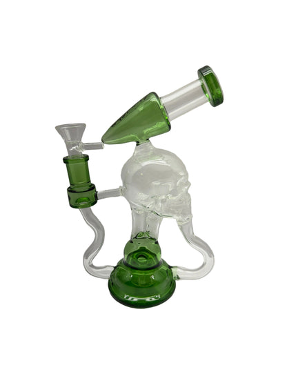 Shadow Glass Hand Pipe Recycler Skull Shape With Showerhead Perc