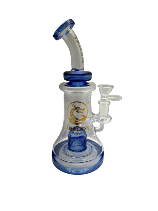 Dragon Glass Thick Double Base With Slitted Perc & Slightly Bent Neck- 383 Grams - 9 Inches