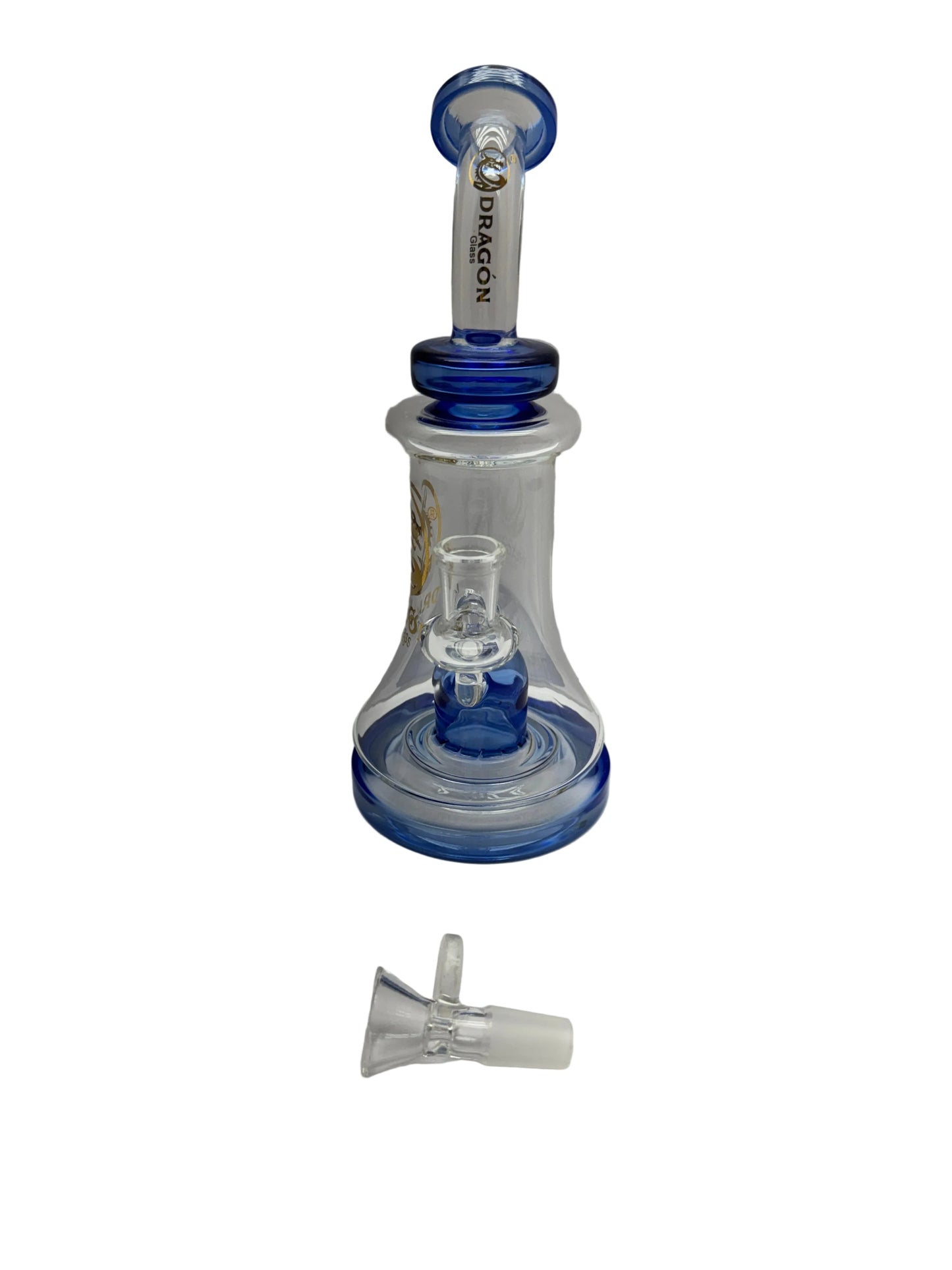 Dragon Glass Thick Double Base With Slitted Perc & Slightly Bent Neck- 383 Grams - 9 Inches