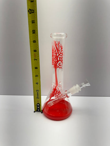 11 Inch Bongs Red Tree Glass Bong Smoking Hookah Glass Water Pipes 14mm Bowl