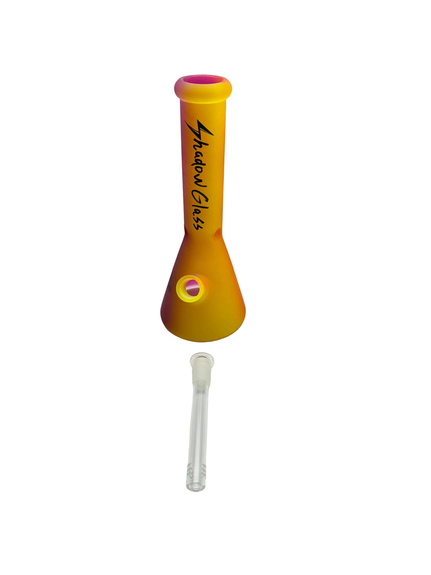 Shadow Glass Beaker Base Water Pipe With Ice Catcher & Downstem - 385 Grams - 10 Inches