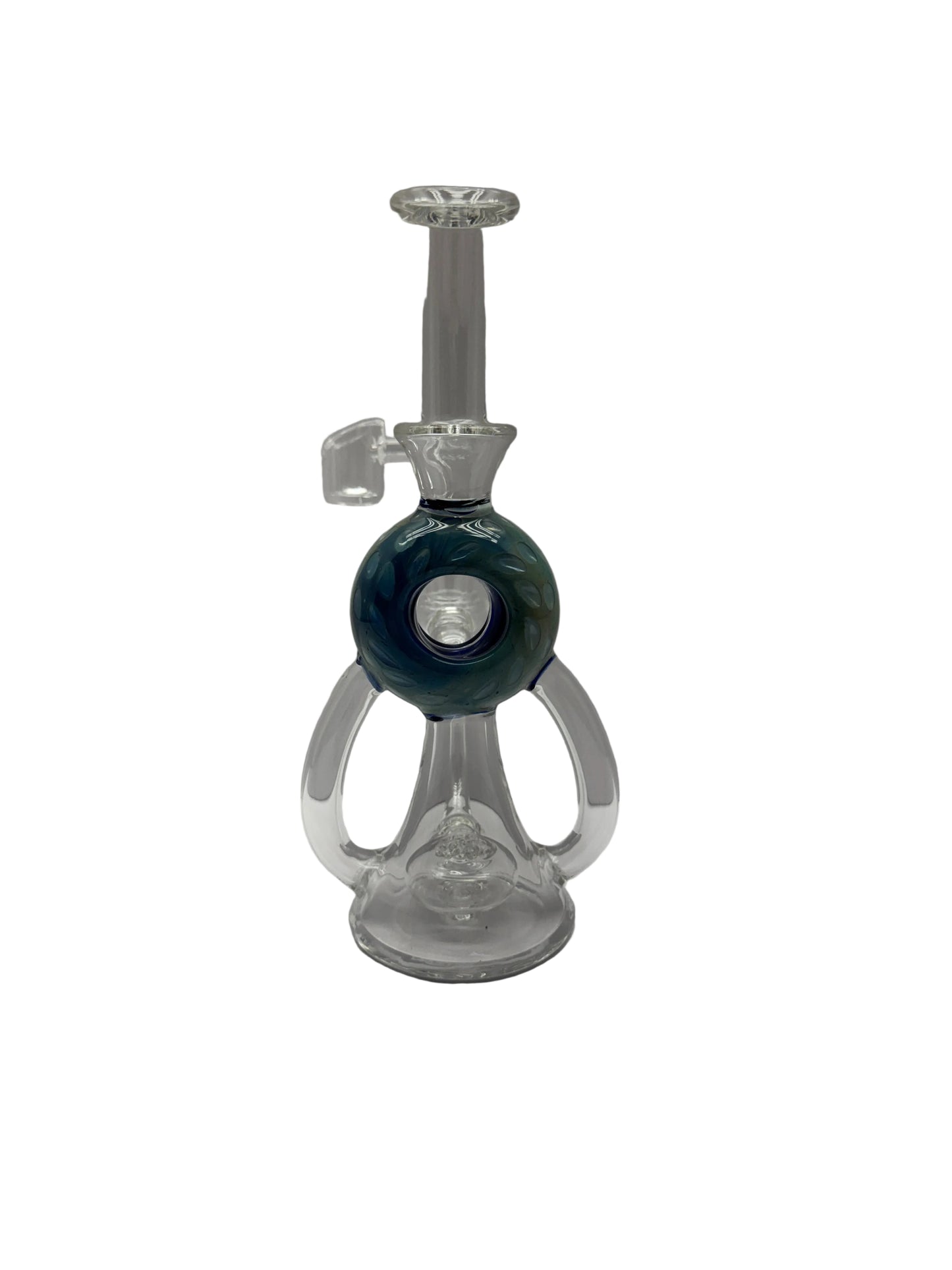 Glass Water Pipe Donut Dual Chamber Recycler Design With Disc Perc