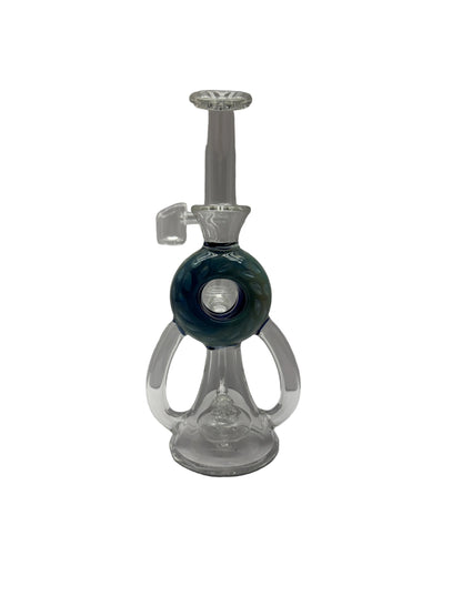 Glass Water Pipe Donut Dual Chamber Recycler Design With Disc Perc