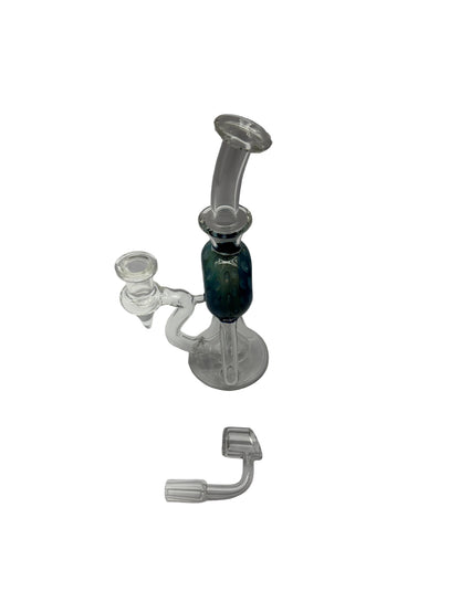 Glass Water Pipe Donut Dual Chamber Recycler Design With Disc Perc