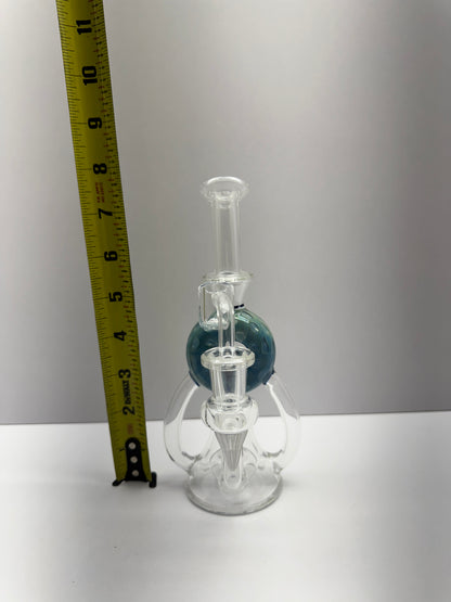 Glass Water Pipe Donut Dual Chamber Recycler Design With Disc Perc