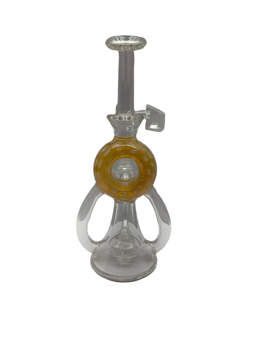 Glass Water Pipe Donut Dual Chamber Recycler Design With Disc Perc