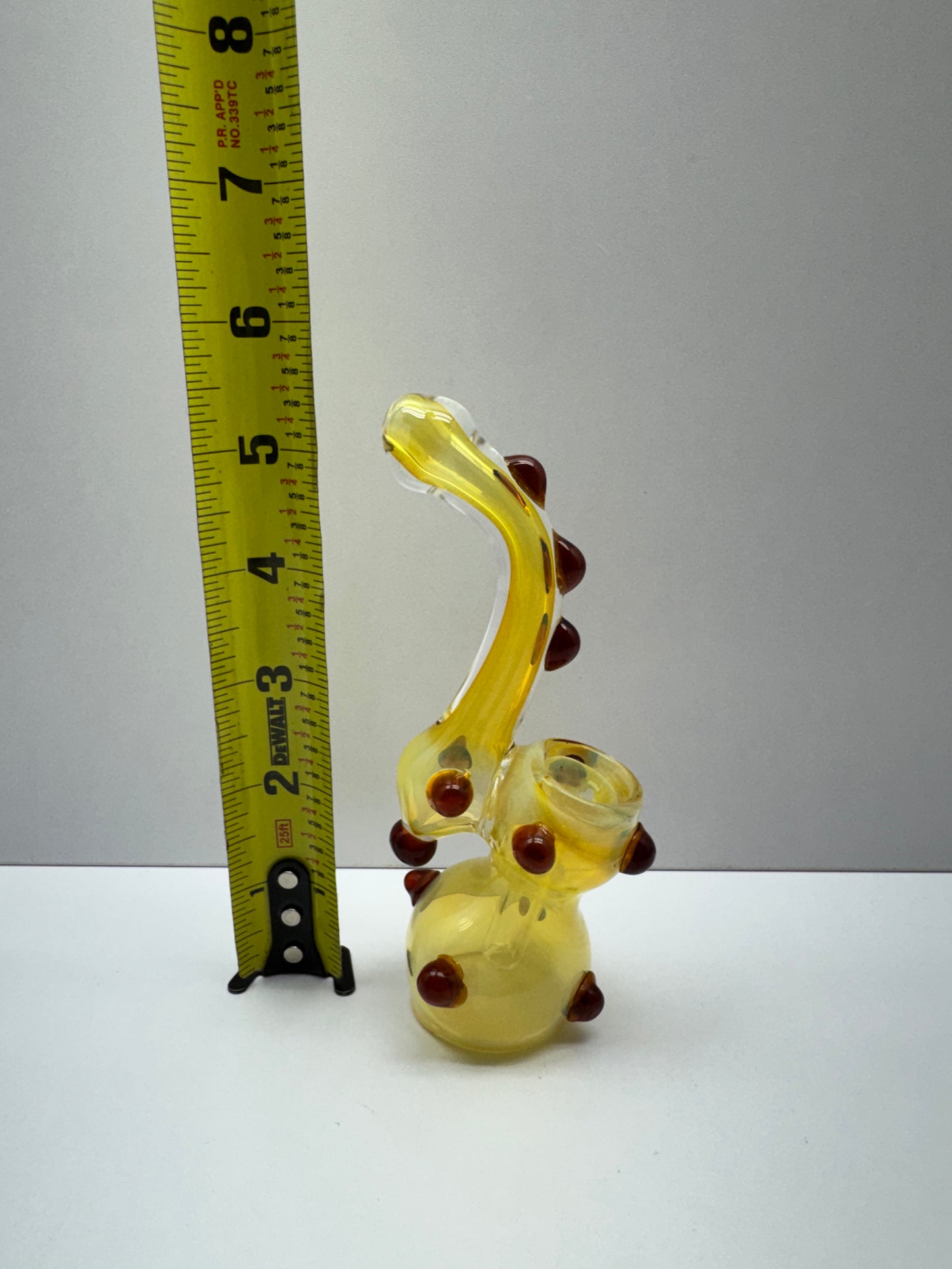 Glass Hand Pipe Fumed Color Marble Dots Mini Bubbler - 90 Grams - 5.5 Inches