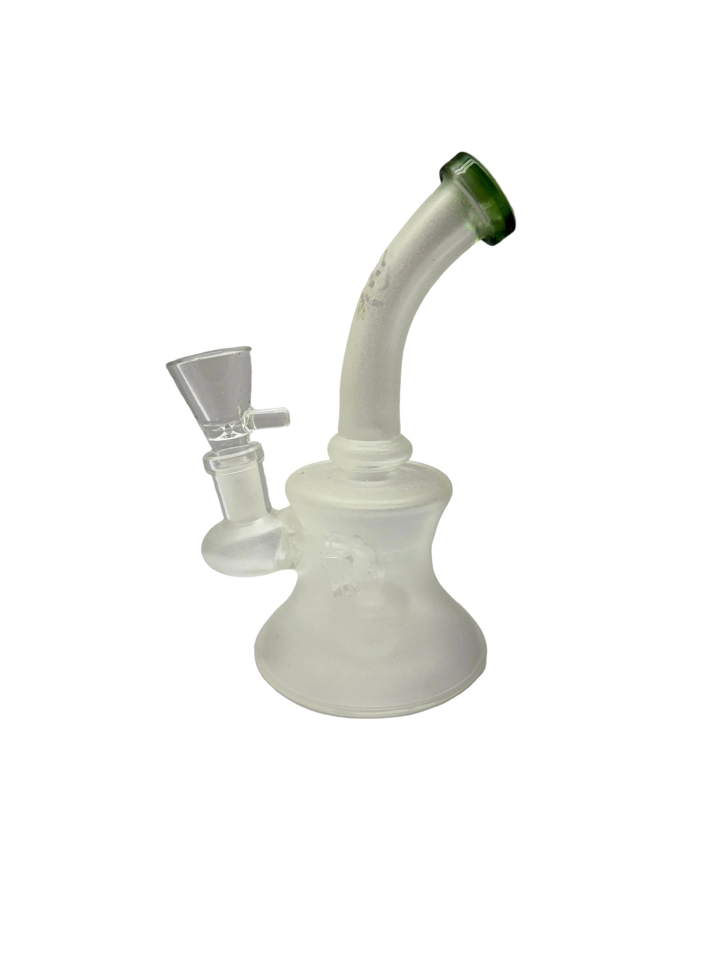Glass Water Pipe Bent Neck Frosted Glow In The Dark Honeybee Design With Tire Perc