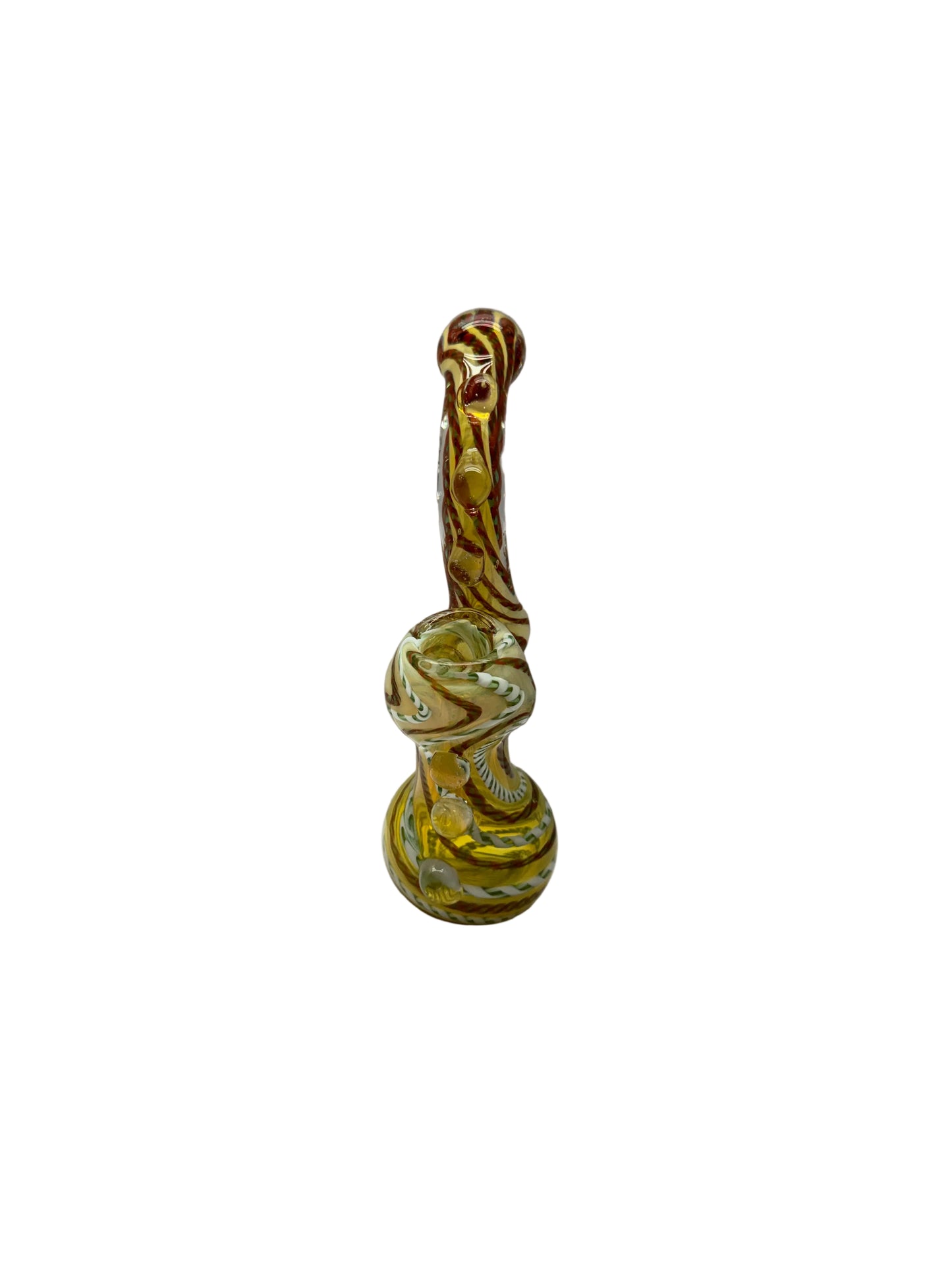 Glass Hand Pipe Color Lines & Swirls Marble Dots Medium Bubbler - 150 Grams - 6.5 Inches