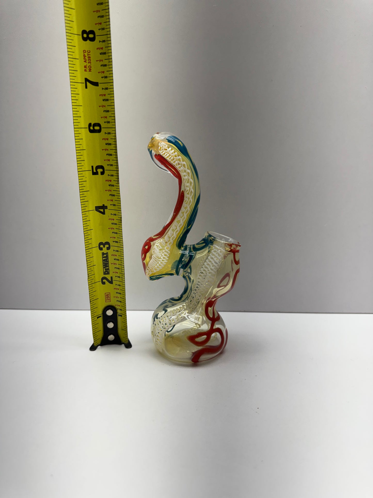 Glass Hand Pipe Color Swirl Medium Bubbler - 155 Grams - 6.15 Inches