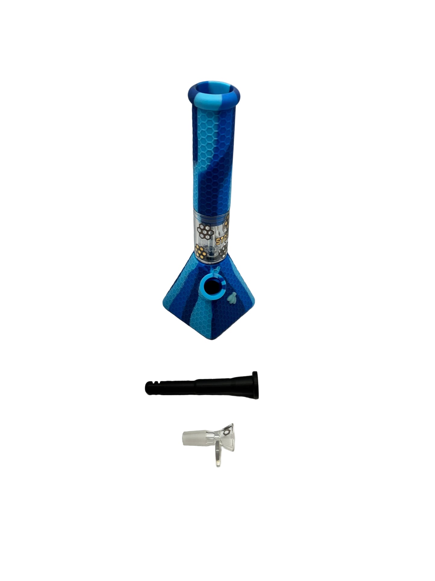 Stratus Silicone Pyramid Bee Water Pipe With Ice Catcher & Perc
