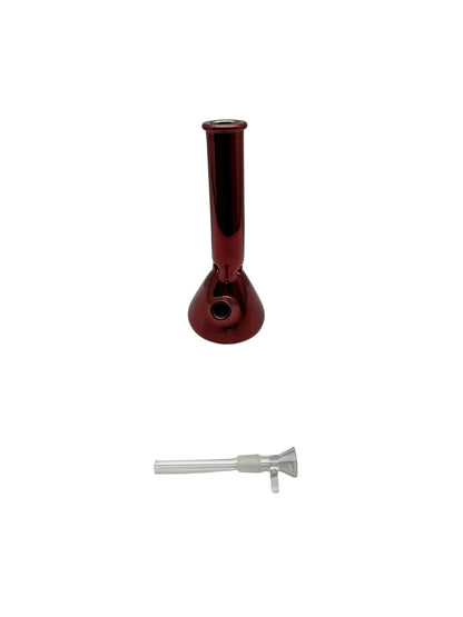 Glass Iridescent Colored Beaker Base Water Pipe With Ice Catcher & Downstem - 204 Grams - 8 Inches