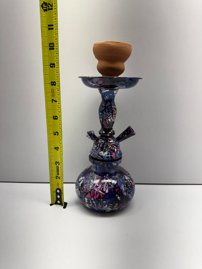 Zebra Smoke Frankenstein Evil Face Design 11 Inch Single Hose Hookah