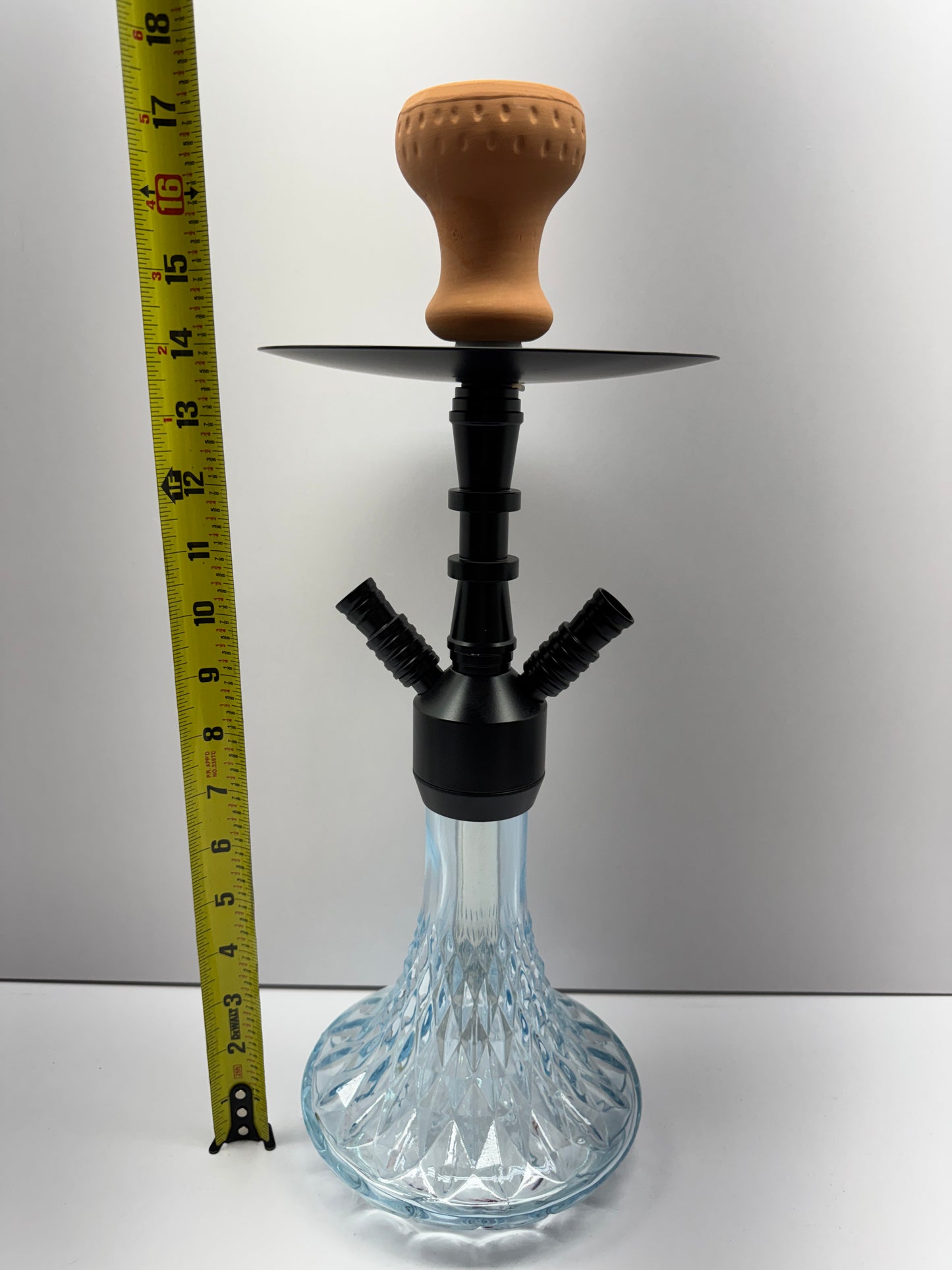 Glass S Series Modern Aluminum Double Hose Hookah - 18 Inch