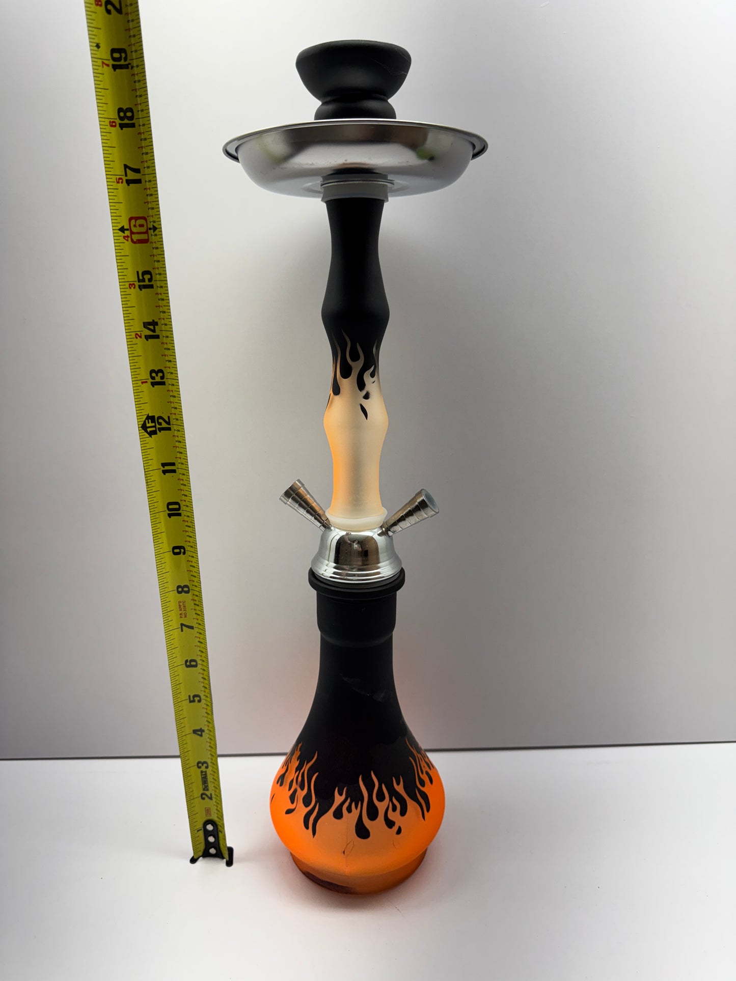 G-Star Double Hose 20 Inch Matte Finish Flame Design Glass Hookah