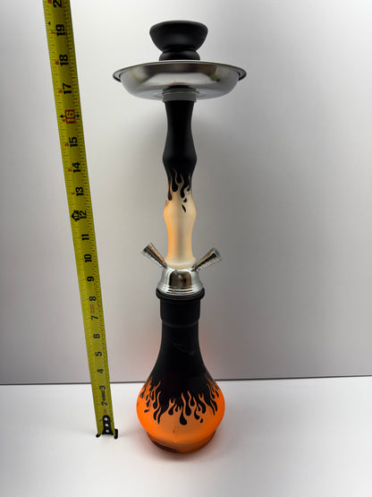 G-Star Double Hose 20 Inch Matte Finish Flame Design Glass Hookah
