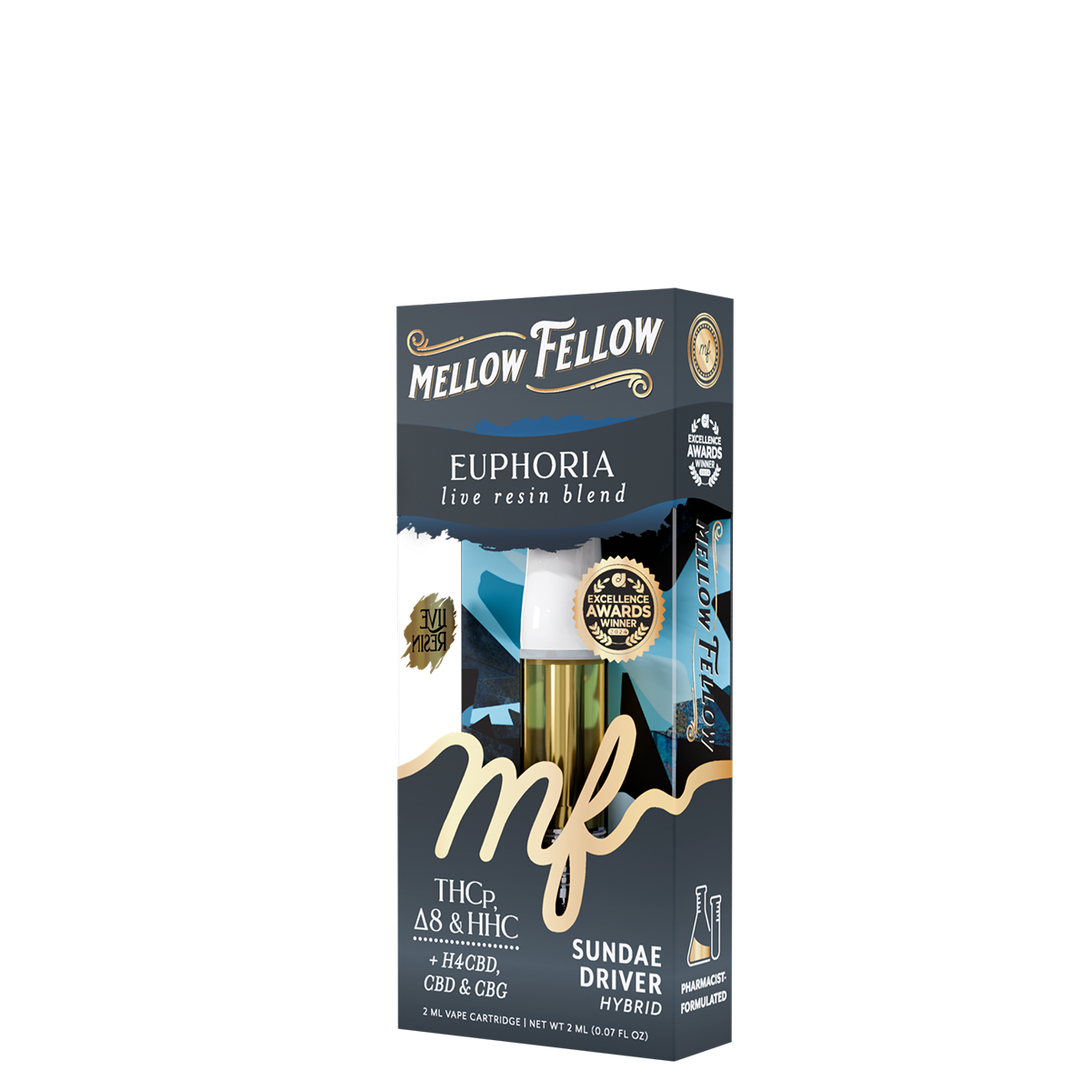 Mellow Fellow - Cartridge - 2ML - Live Resin - Euphoria Blend - Sundae Driver