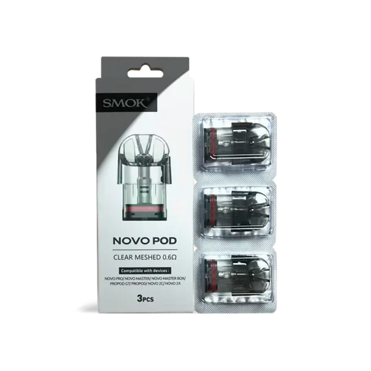 SMOK NOVO Pod-Clear Meshed 3ML Refillable Replacement Cartridge Pod - Pack of 3