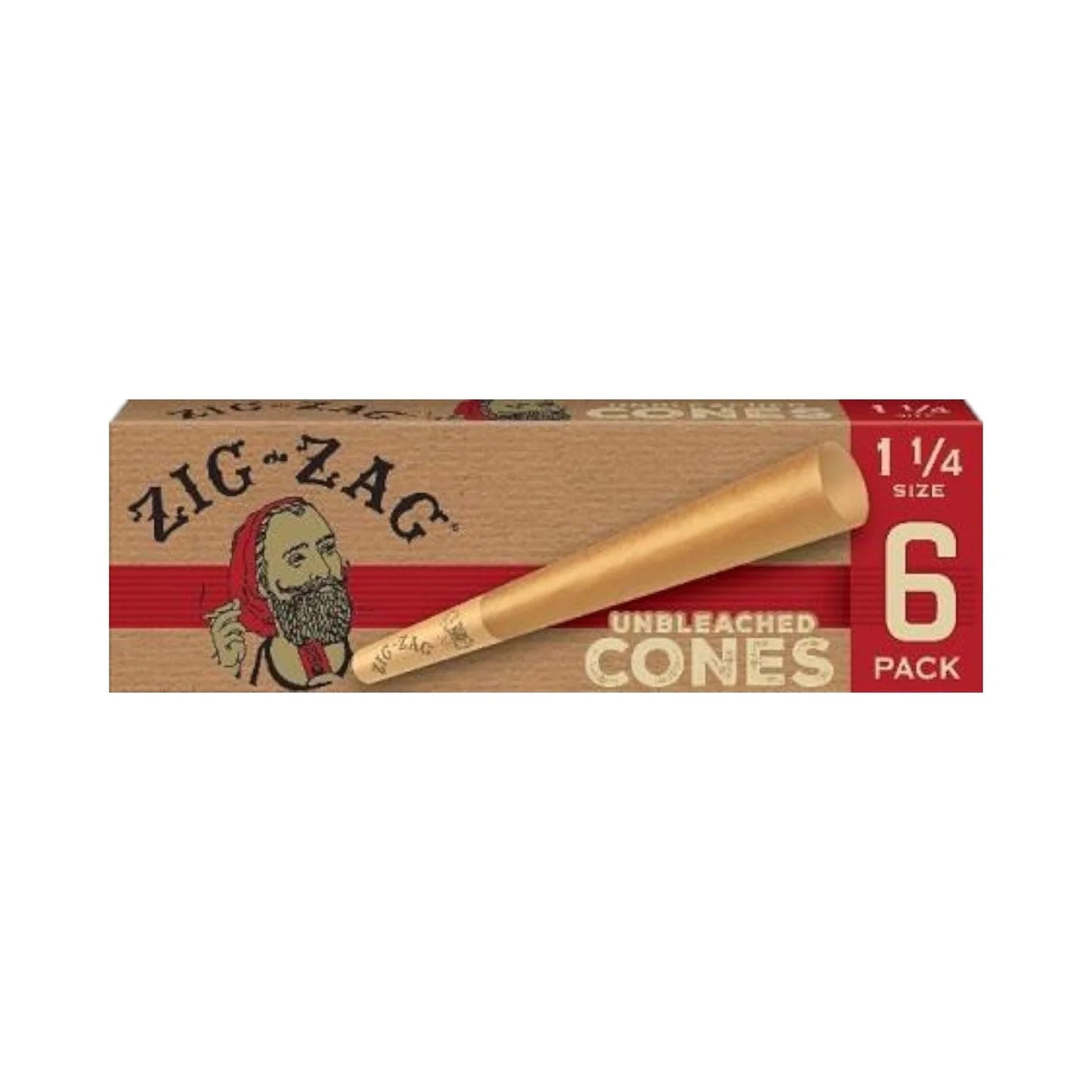 Zig Zag Paper Cones 1 and 1/4 Unbleached Cones 6 per pack