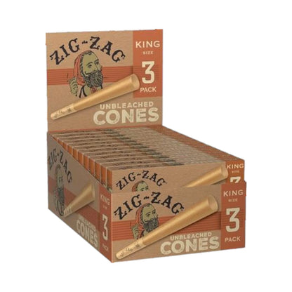 Zig Zag Paper Cones King Size Unbleached Cones 3 pack