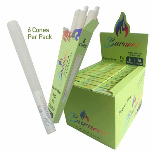 BURNERS Pre-Rolled Cones - 1 1/4 Size - Pack of 6 Cones