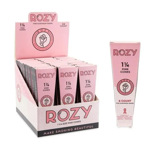 Rozy Pre-Rolled 1 1/4 Size Pink Cones - Pack of 6