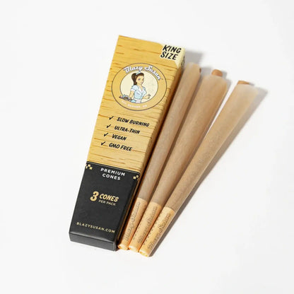 Blazy Susan Unbleached Premium Pre-Rolled Cones - King Size - Pack of 3